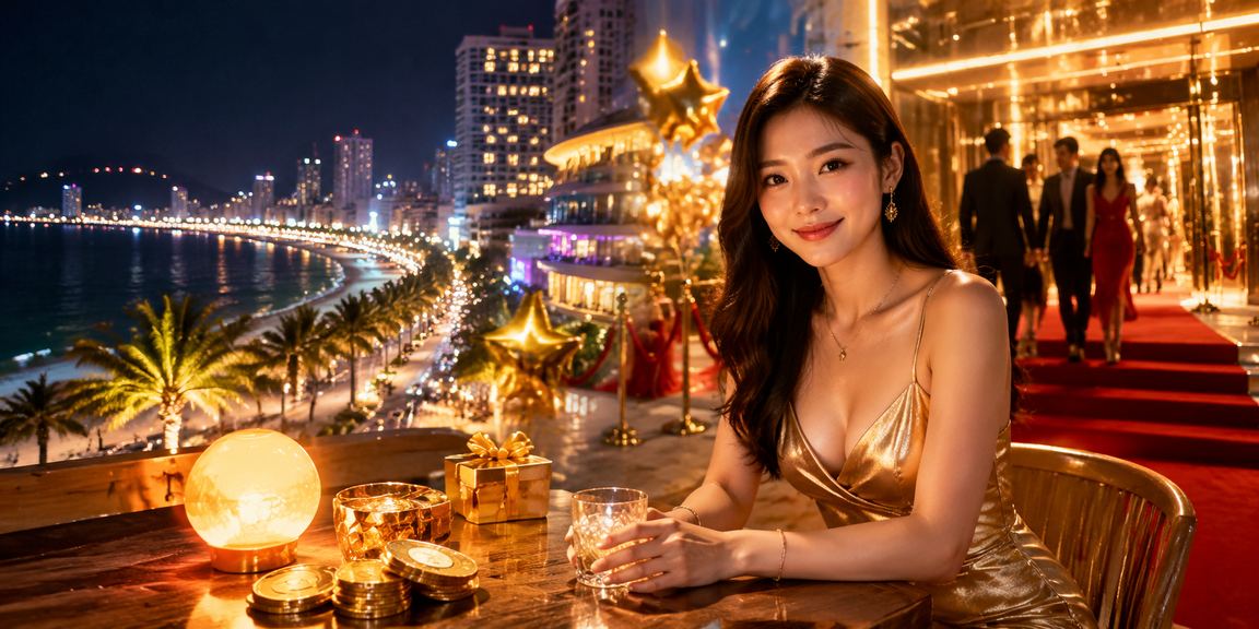 Thành viên VIP tại Nha Trang thưởng thức cà phê và kiểm tra giải thưởng trên điện thoại
